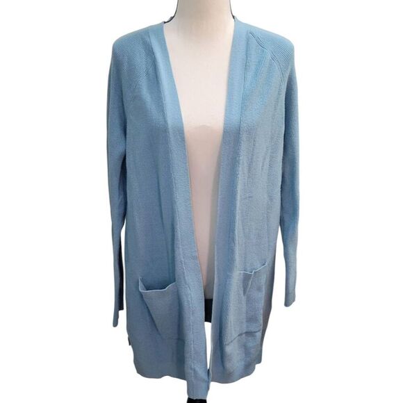 Cyrus Sz L Open Front Waffle Knit Cardigan Lt Blue - Picture 1 of 5